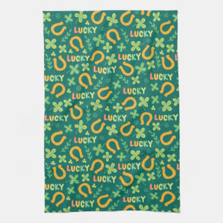 Irish LUCKY green pattern Kitchen Towel
