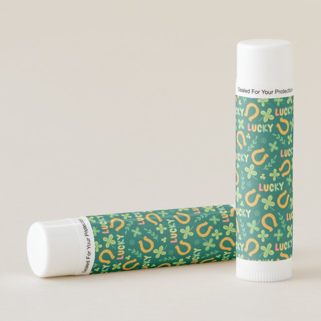 Irish LUCKY green pattern Lip Balm (Front)