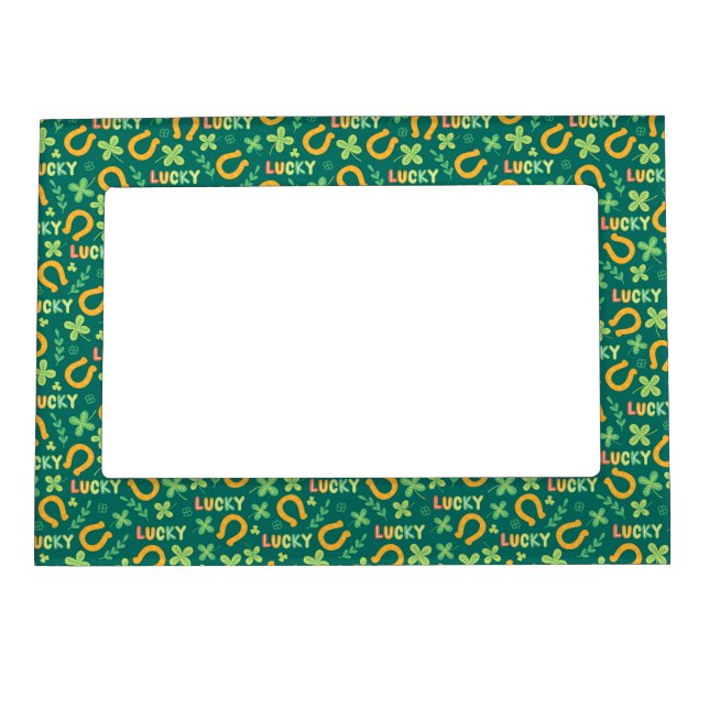 Irish LUCKY green pattern Magnetic Frame (Front)