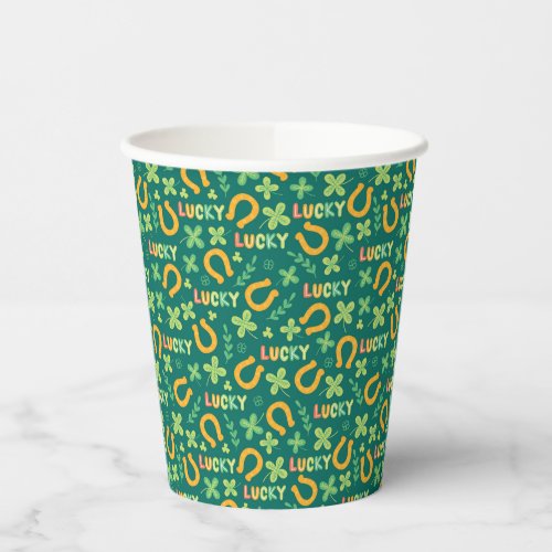 Irish LUCKY green pattern Paper Cups