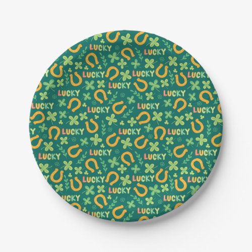 Irish LUCKY green pattern Paper Plates