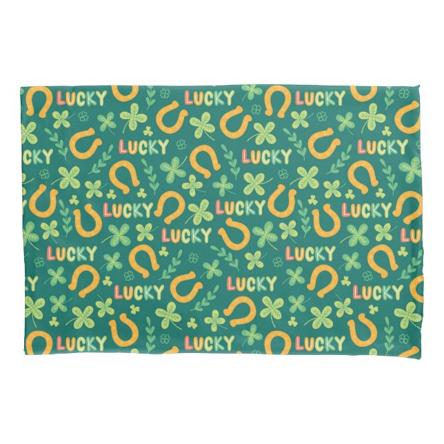 Irish LUCKY green pattern Pillow Case (Front-Left)