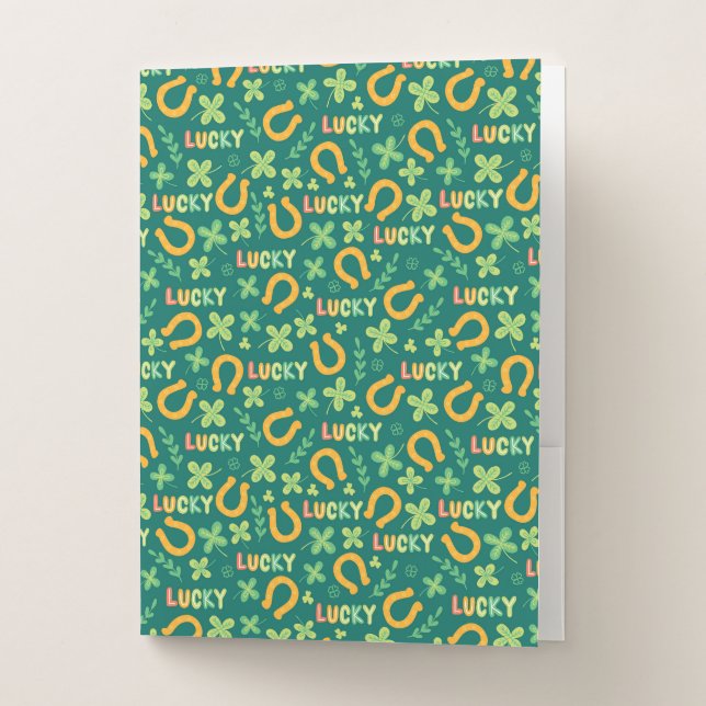 Irish LUCKY green pattern Pocket Folder (Front)