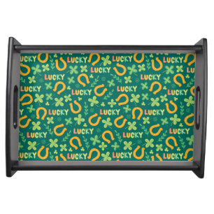 Irish LUCKY green pattern Serving Tray