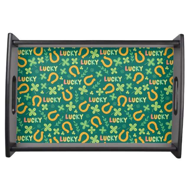 Irish LUCKY green pattern Serving Tray (Front)