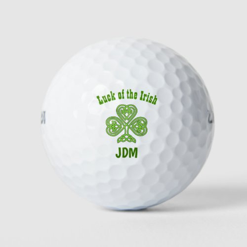 Irish Lucky Luck Celtic Shamrock Clover Monogram Golf Balls