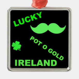 Irish Lucky Pot o Gold Quotes Metal Ornament