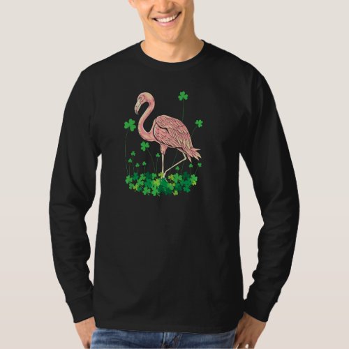 Irish Lucky Shamrock Flamingo Lovers Happy St Patr T_Shirt