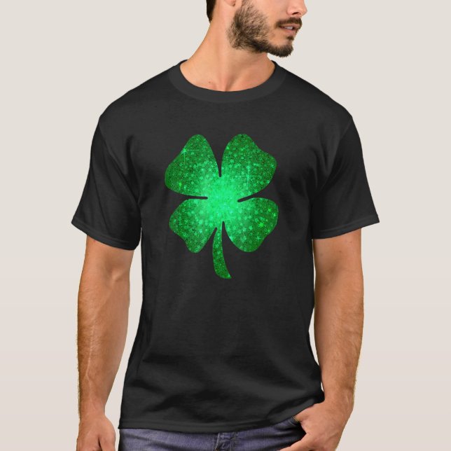 Irish Lucky Shamrock Green Four Leaf C St Patrick' T-Shirt (Front)