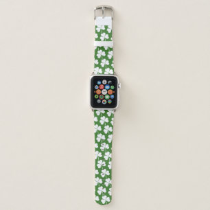 Irish Lucky Shamrock Green White Pattern Apple Watch Band