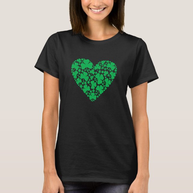 Irish Lucky Shamrock Heart St Patrick's Day T-Shirt (Front)