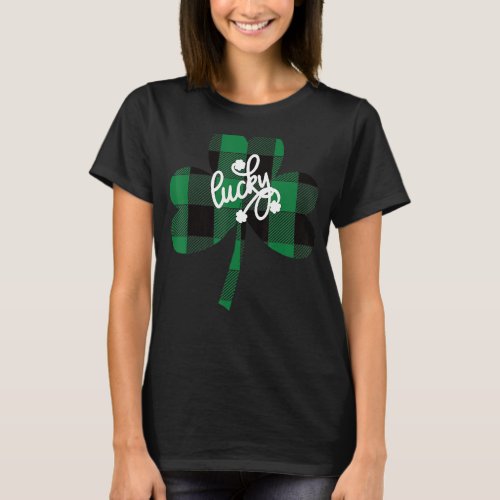 Irish Lucky Shamrock Plaid Green C St Patricks Da T_Shirt