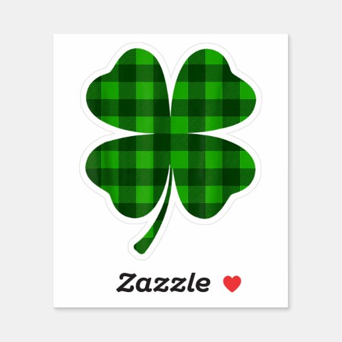 Irish Lucky Shamrock Plaid Green Clover  Sticker