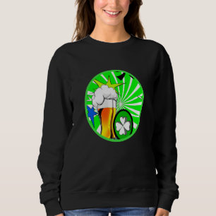 Irish lucky shamrock with beer mug St Patricks Day Sweatshirt