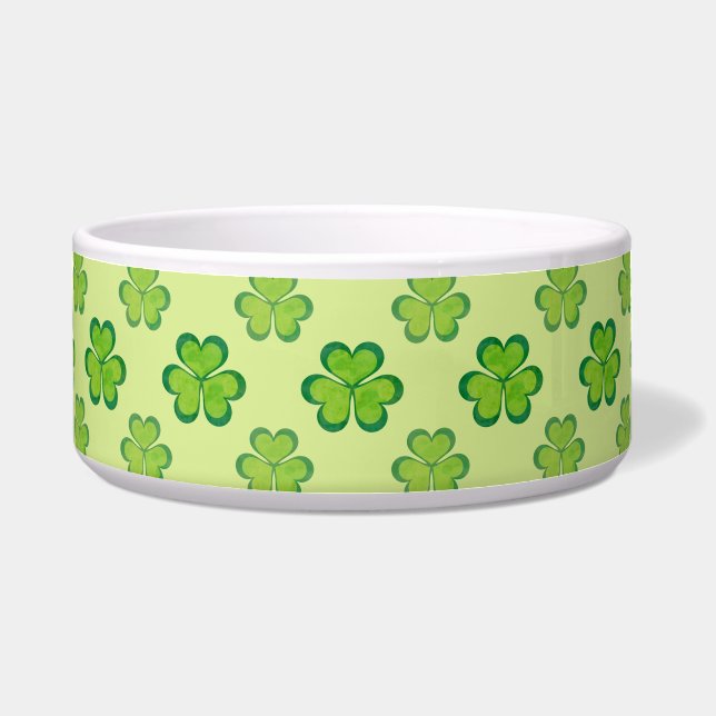 Irish Lucky Shamrocks Clovers Seamless Pattern Bowl (Front)