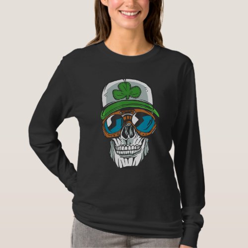 Irish Lucky Skull With Sunglasses  Happy St Patric T_Shirt