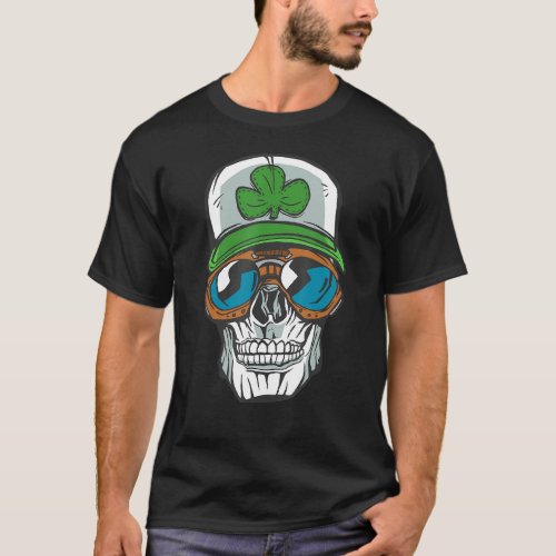 Irish Lucky Skull With Sunglasses  Happy St Patric T_Shirt