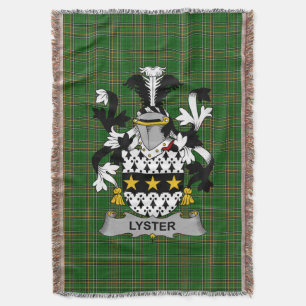 Irish Lyster Coat of Arms Family Crest Ireland Throw Blanket