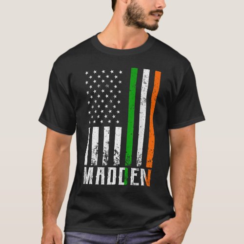 Irish MADDEN Family American Flag Ireland Flag T_Shirt