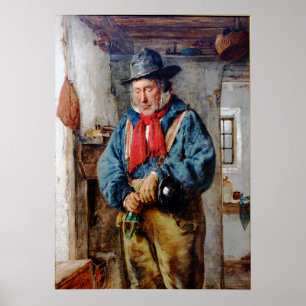 Irish Man Puts Whiskey Into Flask Poster