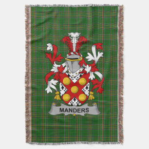 Irish Manders Coat of Arms Family Crest Ireland Throw Blanket