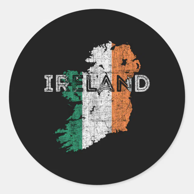 Irish Map And Flag Distressed Ireland Classic Round Sticker | Zazzle