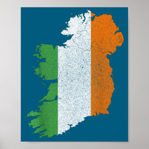 Irish Map And Flag Of Ireland Heritage St. Patrick Poster