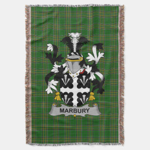 Irish Marbury or Maybery Coat of Arms Family Cres Throw Blanket