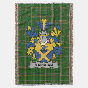 Irish Markham Coat of Arms Family Crest Ireland Throw Blanket