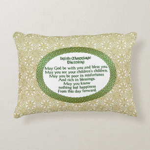 Irish Marriage Blessing, Gold & Green Wedding Accent Pillow