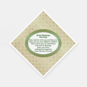 Irish Marriage Blessing, Gold & Green Wedding Paper Napkins