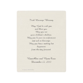 Irish Marriage Blessing Personalized Name Romantic Metal Print