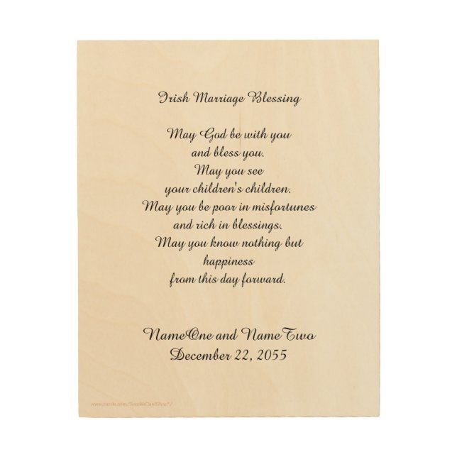 Irish Marriage Blessing Personalized Name Romantic Wood Wall Art (Front)