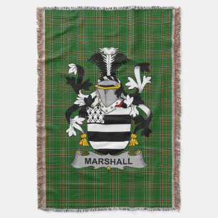 Irish Marshall Coat of Arms Family Crest Ireland Throw Blanket