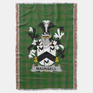 Irish Maunsell Coat of Arms Family Crest Ireland Throw Blanket
