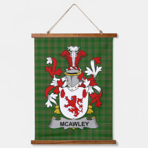 Irish McAwley or McCawley Coat of Arms Family Cres Hanging Tapestry