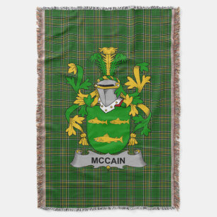 Irish McCain or O_Kane Coat of Arms Family Crest Throw Blanket