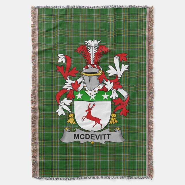  Irish McDevitt Coat of Arms Family Crest Ireland Throw Blanket (Front Vertical)