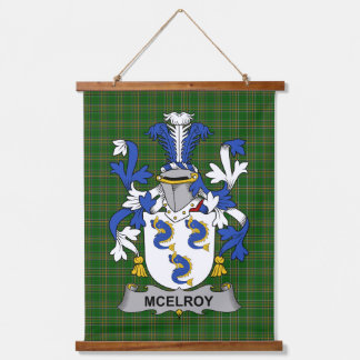 Irish McElroy or Gilroy Coat of Arms Family Crest Hanging Tapestry