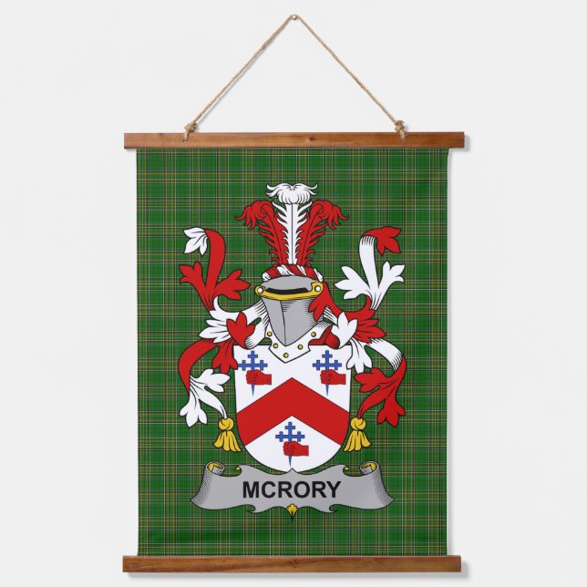 Irish McRory or McCrory Coat of Arms Family Crest Hanging Tapestry (Front)