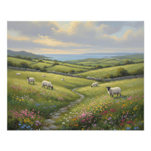Irish Meadow in Spring Vintage Farmhouse Wall Art 