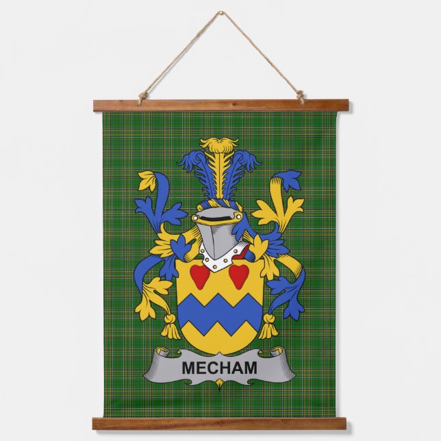 Irish Mecham Coat of Arms Family Crest Hanging Tapestry (Front)
