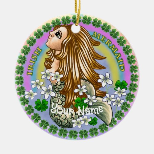 Irish Mermaid custom name Ornament