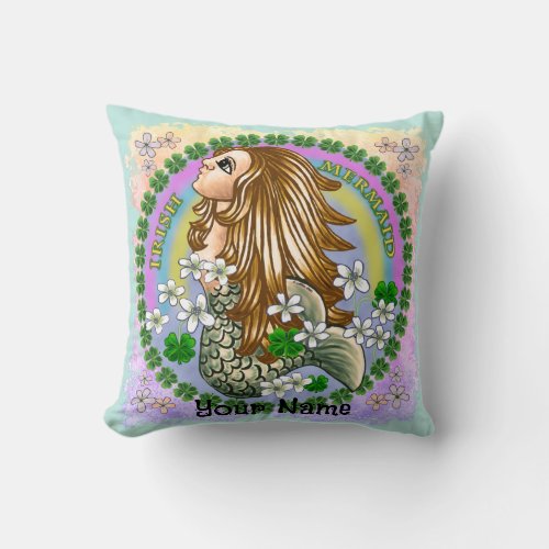 Irish Mermaid custom name Pillow 