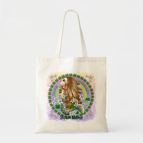 Irish Mermaid custom name Tote Bag
