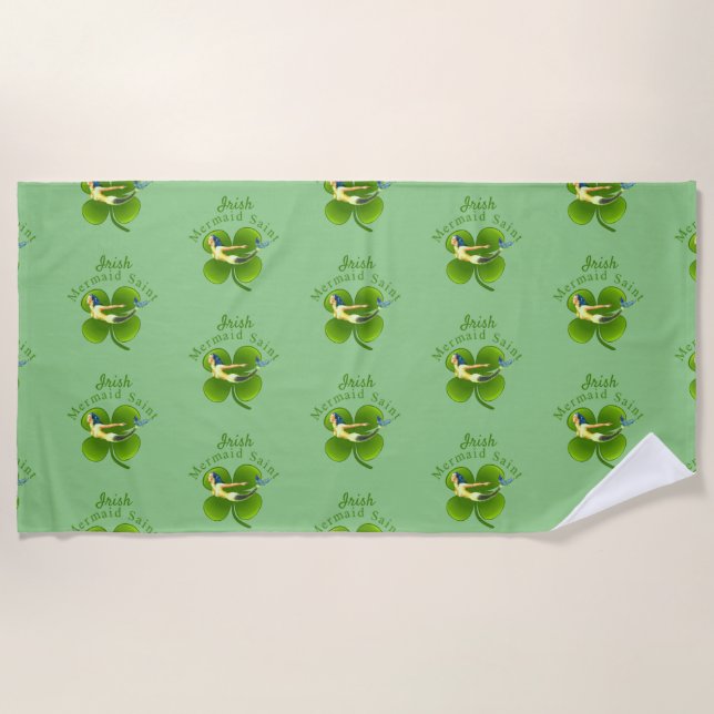 Irish Mermaid Saint Thunder_Cove Beach Towel (Front)