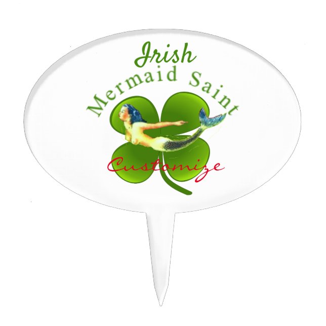 Irish Mermaid Saint Thunder_Cove Cake Topper (Front)