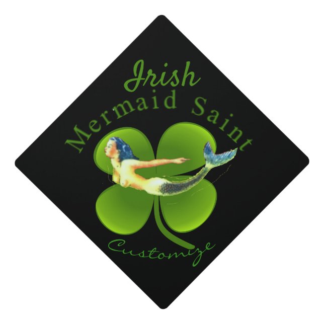 Irish Mermaid Saint Thunder_Cove Graduation Cap Topper (Front)