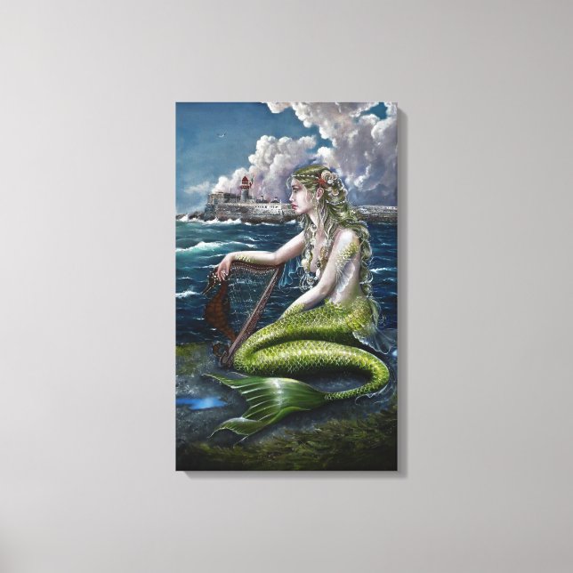 Irish Mermaid with harp canvas print (Front)