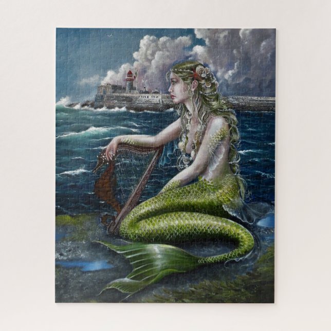 Irish Mermaid with harp jigsaw puzzle (Vertical)